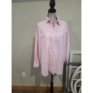 Signature 8 Womens Oversized SZ S bubblegum pink hi low‎ button front top